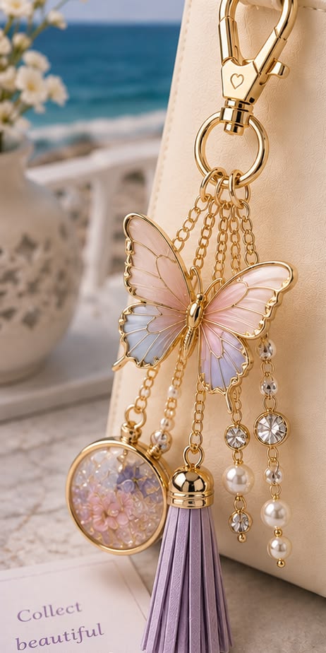 Gros plan sur un bracelet Beotifly aux perles roses et dorées